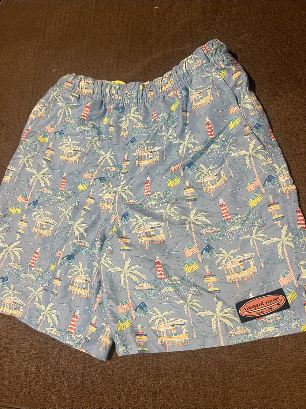 Vineyard Vines Light Blue Tropical Print Hybrid Shorts